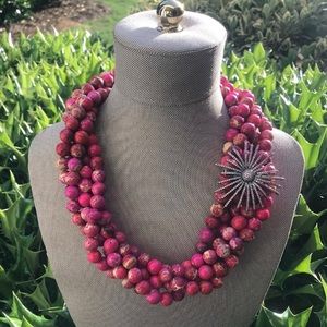 Fuchsia crazy jasper necklace